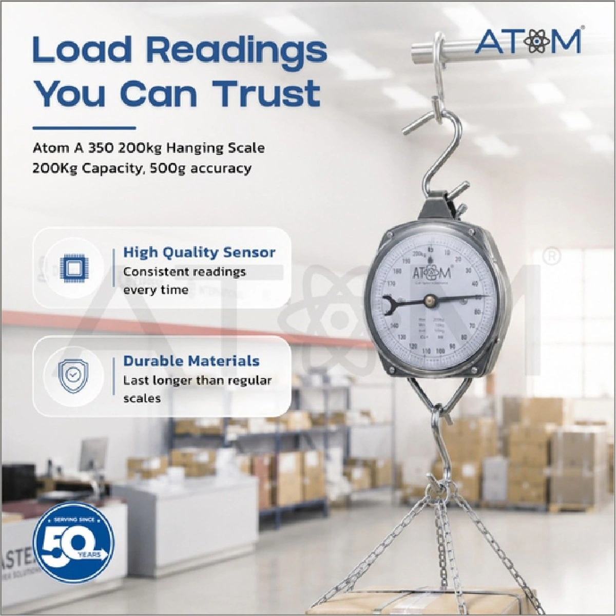 Atom hanging scale: load readings you can trust